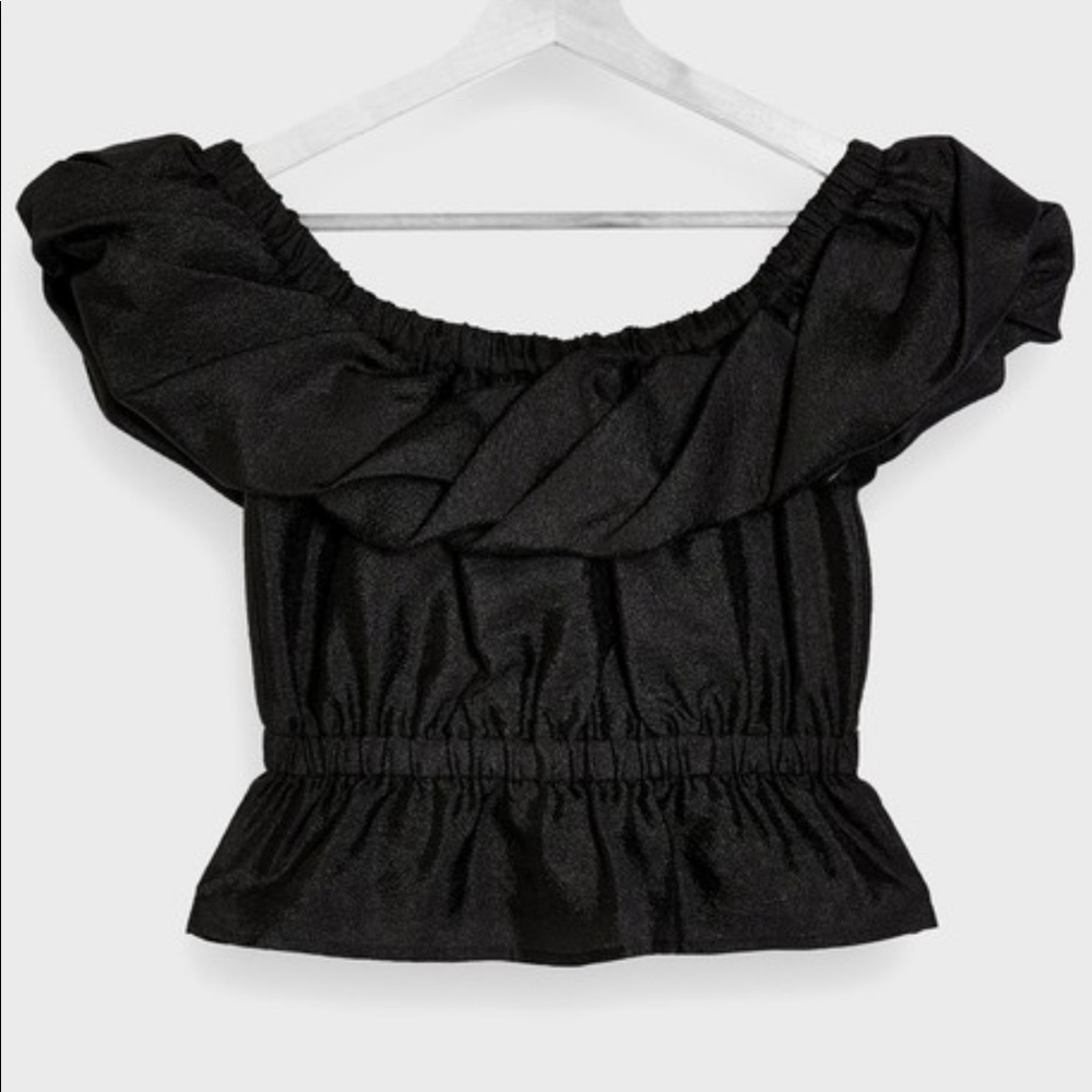 Topshop off the shoulder blouse black top